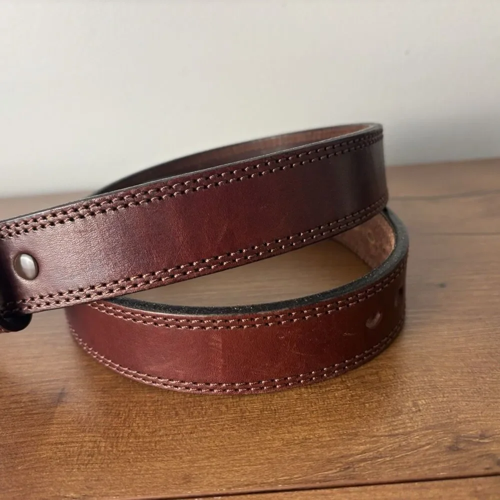 Bullhide Belts The Eastwood Mens Brown Double Stitched Leather Belt Max Thick 32